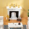 SAMCAMI Wooden Dollhouse Furniture Fireplace Set - Doll House Furniture Toys 1 12 Scale - Miniature Furniture Incl Fireplace, Candles, firewood Rack and Other Dollhouse Accessories