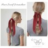 Red Silk Scrunchies for Women - Hair Scarf and Bow Accessories, Satin Christmas Hair Ties, 2pcs