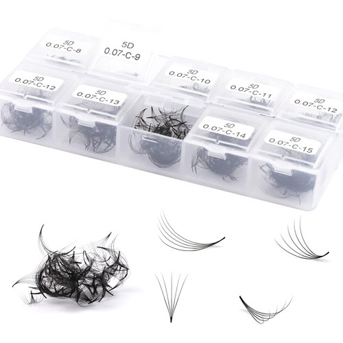 Obeyalash 1000 Promade Fans 5D 0.07mm Premade Fans Eyelash Extensions Handmade Loose Fans Lash Extensions C Curl 8-15mm Mixed Length Easy Application Promades Eyelash Fans (5D 0.07 C 8-15mm mix)