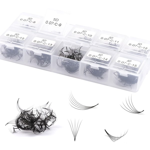 Obeyalash 1000 Promade Fans 5D 0.07mm Premade Fans Eyelash Extensions Handmade Loose Fans Lash Extensions C Curl 8-15mm Mixed Length Easy Application Promades Eyelash Fans (5D 0.07 C 8-15mm mix)