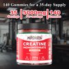 140 Count Creatine Monohydrate Gummies, 5000mg Creatine Monohydrate No Sugar Gummies for Women & Men with L-Taurine, Vitamin B12 for Muscle Strength, Muscle Recovery, Glute Builder, Energy Boost