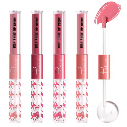 Marine Forest High Shine Lip Gloss with Clear Fixed Color Lip Oil, Up to 12 Hours Long Lasting Dual Ended Liquid Lipstick, Lightweight and Non Sticky, 0.1 Oz (05+06+07+08)