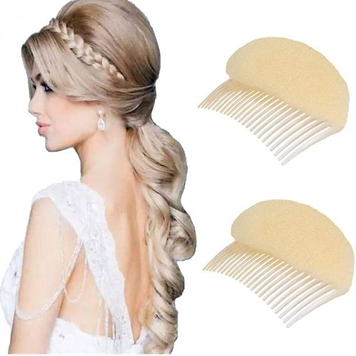 ericotry Hair Comb, 2PCS Charming Bump It Up Volume Inserts Hair Decoration Comb Sponge Foam Do Beehive hair styler Insert Tool (Beige, Nylon)