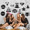 Funrous 30 Pieces Black and Silver Happy Birthday Hanging Swirl Decorations Birthday Party Ceiling Streamers Party Foil Swirls for Kids Women Men Birthday Party Decor Supplies