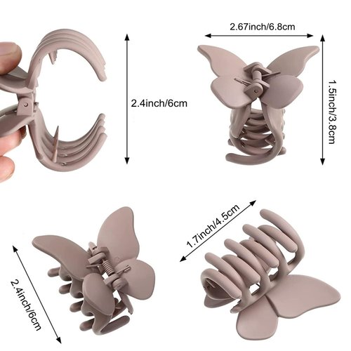 Oexper 6 Pcs Assorted Colors 2.6 Inch Butterfly Claw Clips/Cute Non-slip Butterfly Hair Clips for Women Girls Thick Thin Hair with 8 Pcs Multi-color Mini Cute Butterfly Hair Clips