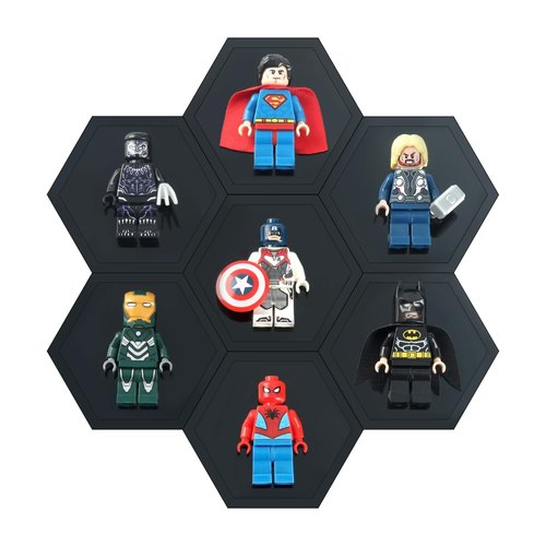 HI-REEKE Acrylic Minifigure Display Case Shelf, Brick Figures Shelves Used on Wall, Cabinet, Refrigerator 2.4 in *2.4 in 7PCS