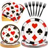 durony 96 Pieces Casino Theme Party Supplies Casino Paper Plates and Napkins Disposable Casino Party Plates Forks Poker Club Las Vegas Birthday Party Decorations, Serve 24 Guests