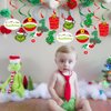 20Pcs Christmas 1st Birthday Hanging Swirls, Xmas Red Green Christmas First Birthday Party Hanging Decor Whirl,Cartoon Ceiling Streamers for Christmas Birthday Party,Guess Who is Turning One