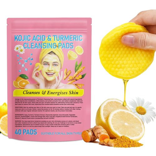 Turmeric Cleansing Pads,Deep Cleansing Helps Balance Skin Turmeric Glow Wash Facial Exfoliating Scrub Sponges.(40 Pcs) ﻿