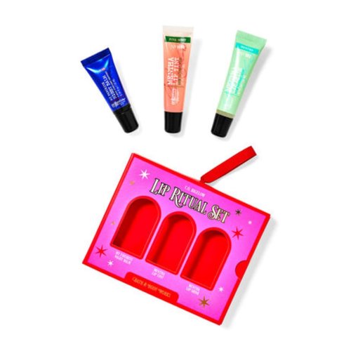 Bath & Body C.O. Bigelow Lip Ritual 3-piece Gift Set with Mentha Lip Tint, My Favorite Night Balm, & Mentha Lip Shine Arranged in a Decorative Gift Box