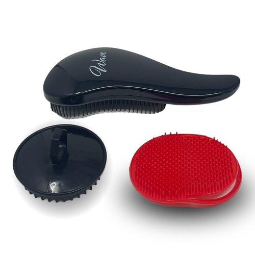 G.B.S Wave Detangling Brush Set for Curly Hair, Thick, Straight & Natural Hair - Gentle Detangler Hair Brush for Women, Kids & Toddlers with Flexible Bristles -Hairbrush for Wet & Dry Hair