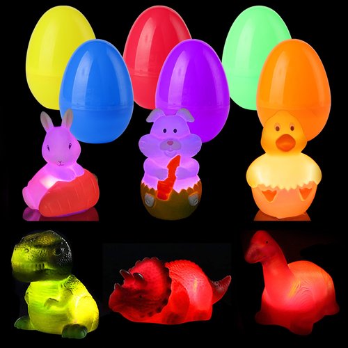 6 PCS Prefilled Easter Eggs with Light up Bath Toys ，Floating Bathtub Toys for Kids Toddler Party Favor, Easter Eggs Hunt, Basket Stuffers Filler, Classroom Prize Supplies