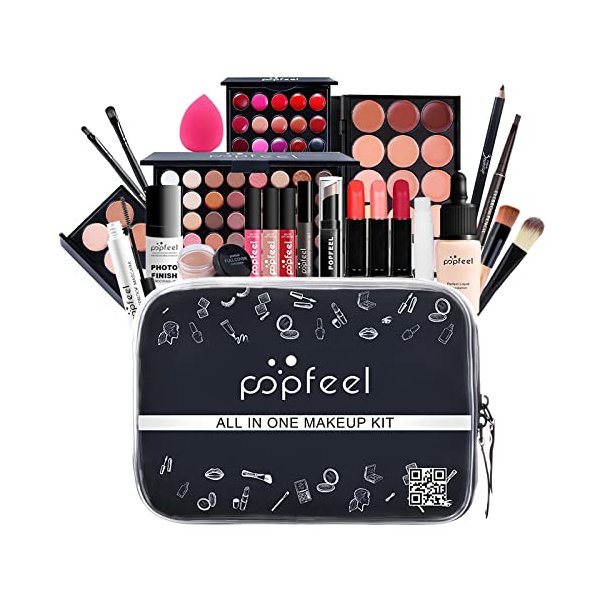 Pure Vie All-in-One Holiday Gift Makeup Set Cosmetic Essential Starter Bundle Include Eyeshadow Palette Lipstick Concealer Blush Mascara Foundation Face Powder - Makeup Kit for Women Full Kit