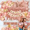 Girl Rose Gold Birthday Party Decorations, Rose Gold Happy Birthday Banner, Tassel Curtain Decorations, Confetti Balloons, Age Number Foil Balloons, Birthday Cake Decorating Supplies (16)