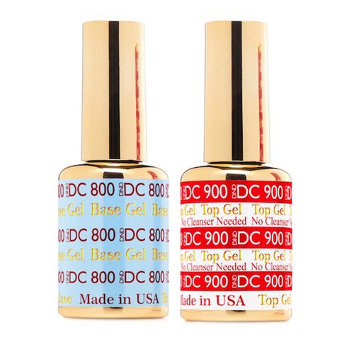 DND DC Base Gel and Top Gel Polish No Cleanse Set, UV/LED GelBase Polish 800 and No Cleanse Top Coat 900, Salon Professional Gel Polish Duo, 0.5 Fl Oz Each