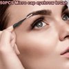 50 Pcs Micro Eyebrow Brush With Cap,Eyebrow Spoolie Brush Micro Eyebrow Lamination Brush 2 Size Multifunctional Micro Spooly Lash Mascara Brush Comb for Eyelash Lift Extensions Brow Clean(White,Black)