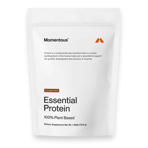 Momentous Essential Plant-Based Pea and Rice Protein Powder, Vegan, Gluten-Free, Non-GMO, NSF Certified, All Day Essential Use Protein Powder for Men and Women (Chocolate, Bag)