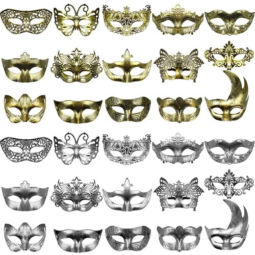 Yunsailing 30 Pieces Carnival Masquerade Mask Vintage Antique Masks with Straps for Women Men Mas...