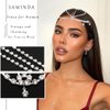 SAWINDA Rhinestone Head Chain Jewelry Silver Headpiece for Women Multiple Crystals Hair Chains Headband Forehead Band Halloween Festival Accessories Prom Wedding Headpiece for Bride