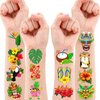 100 PCS Hawaiian Tattoos Birthday Party Decorations Supplies Favors Tiki Hawaii Luau Temporary Tattoos Flower Tropical Summer Beach Aloha Palm Decor Stickers Accessories Gift School Prizes Rewards