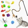 27PCS Cat Feather Toys Kitten Interactive Pet Toys Set for Indoor Cats Including 3 Way Collapsible Cat Tunnel Tube Tent Feather Teaser Wand Bell Fuzzy Ball Spring and Mouse Toy