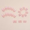 24Pcs Short Press on Nails Square Cute Fake Nails Ombre Acrylic False Nails Press Ons with White Flower Designs Artificial Nails Full Cover Nail Tips Stick on Nails for Women Manicure