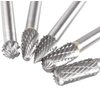5 Pcs 10MM Tungsten Double Cut Carbide Burr Set, Acrux7 1/4 Inch Shank Head Carbide Rotary Burr Set, Die Grinder Bits for Die Grinder Drill, DIY Wood-Working Carving, Engraving, Metal Polishing
