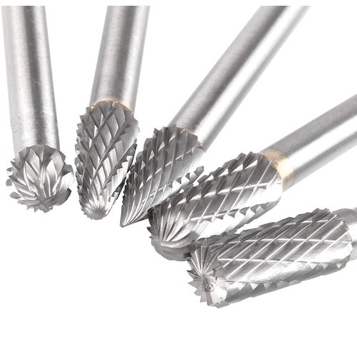 5 Pcs 10MM Tungsten Double Cut Carbide Burr Set, Acrux7 1/4 Inch Shank Head Carbide Rotary Burr Set, Die Grinder Bits for Die Grinder Drill, DIY Wood-Working Carving, Engraving, Metal Polishing