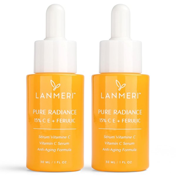 Vitamin C Face Serum 2pack- CE Ferulic Facial Serum with 15% Pure L-Ascorbic Acid, Ferulic Acid, Vitamin E, & Hyaluronic Acid - Anti Aging, Anti Wrinkle Skin Brightening Dark Spot Corrector