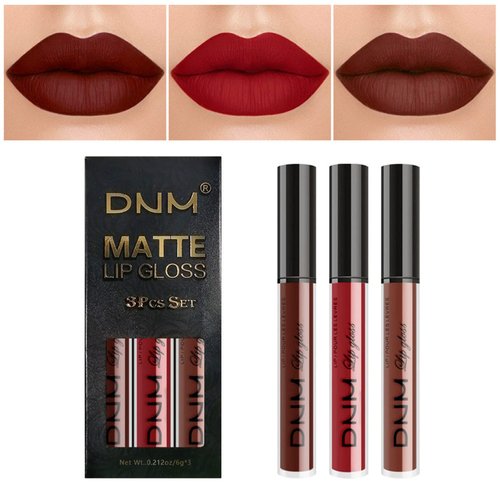 IONSGAKO 3PCS Dark Red Brown Matte Liquid Lipstick Set, Velvet Texture Lip Gloss, Non-Stick Cup, Non-Fade Lip Stain Waterproof Long Lasting Lipstick for Women Lip Makeup-Set 02