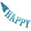Shark Happy Birthday Banner and Shark Garlands, Ocean Beach Under The Sea Theme Party, Shark Party Supplies (Blue)
