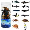 RECUR Sea Animal Toys for Kids 12pcs Ocean Animal Figures Mini Animal Toys Figures Under The Sea Party Favor for Boy Including Shark Octopus Crab Plastic Animal Figurines Bath Toys