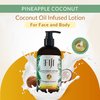 Coco Fiji Face & Body Lotion Infused With Coconut Oil | Lotion for Dry Skin | Moisturizer Face Cream & Massage Lotion for Women & Men | Pineapple Coconut 12 oz, Pack of 1