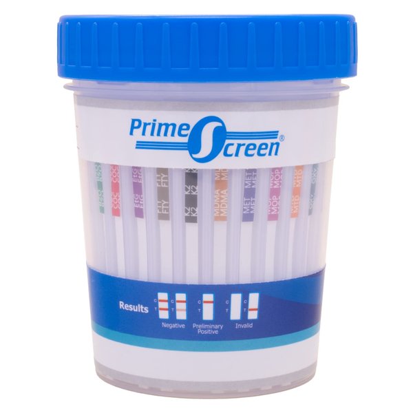 Prime Screen Drug Test Cup 16 Panel Kit (AMP,BAR,BUP,BZO,COC,mAMP,MDMA,MOP/OPI,MTD,OXY,PCP,THC, ETG, FTY, TRA, K2) -[5 Pack]-CDOA-9165EFTK