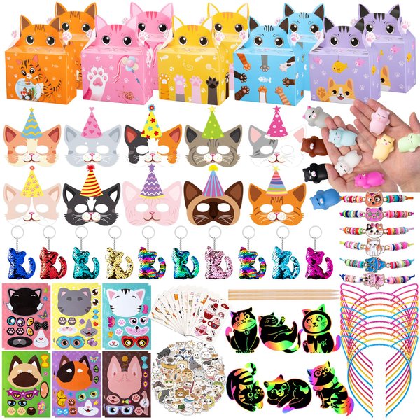 DMIGHT Cat Party Favors for Kids - Cat Themed Birthday Party Supplies Cat Toys Goodie Bag Stuffers Fillers