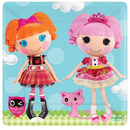 Adorable Lalaloopsy Square Dessert Paper Plates Birthday Party Disposable Tableware (8 Pack), Multi Color, 7".