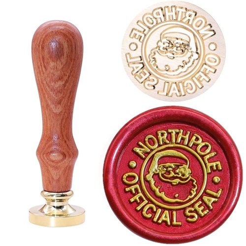 SWANGSA Santa Claus Northpole Official Wax Seal Stamp, Vintage Wood Stamp Removable Brass Head Sealing Stamp, Great for Decorating Christmas Party Invitations Gift Packing
