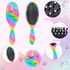 Girls Detangling Brush for Curly, Wet/Dry, Thick Hair - Pain-Free Brushing for Women (Rainbow Unicorn)