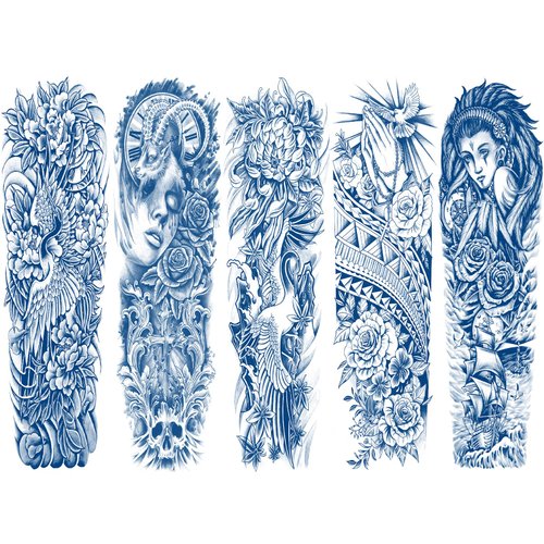 Aresvns Semi Permanent Sleeve tattoos for Men and women 5 Sheets, Full Arm Realistic Fake Tattoos Waterproof & Long-Lasting 1 Weeks Christmas Gift