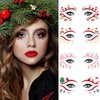 12 Pairs Christmas Eye Shadow Temporary Tattoo Stickers Colorful Eyeliner Stickers Elk Deer Santa Claus Snowflake Waterproof Fake Tattoos Makeup Transfer Eyeshadow Face Stickers for Carnival Party