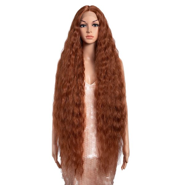 Style Icon 41" Lace Front Wigs Long Wavy Synthetic Wigs with Baby Hair Half Hand Tied 130% Density Wigs (41", 130T NEW)