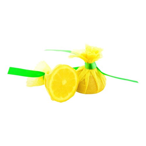 Restaurantware 8.8 Inch x 8.8 Inch Lemon Squeeze Cloths 100 With Light Green Satin Ribbon Lemon Covers - Mesh Reusable Yellow Cheesecloth Lemon Nets For Lemon Halves And Wedges