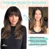 Cephermer Clip in Bangs, Synthetic French Bangs Hair Clip, Fake Bangs Fringe with Temples Hairpieces for Women Natural Curved Bangs Clip in Hair Extensions for Daily Wear Wintergreen