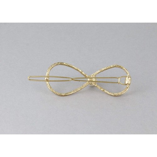 Gold infinity barrette outline shape metal hair clip barrette gold shiny clip