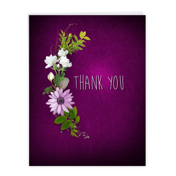 The Best Card Company - 1 Beautiful Thank You Card (8.5 x 11 Inch) - Pretty Flowers, Floral Gratitude Stationery Notecard with Envelope - Many Thanks Thank You J6842GTYG