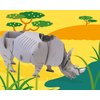 Build Your Own Moving White Rhino - Pull Tab Head Movement Action - Eco Friendly Cardboard Craft Kit - Ages 8+
