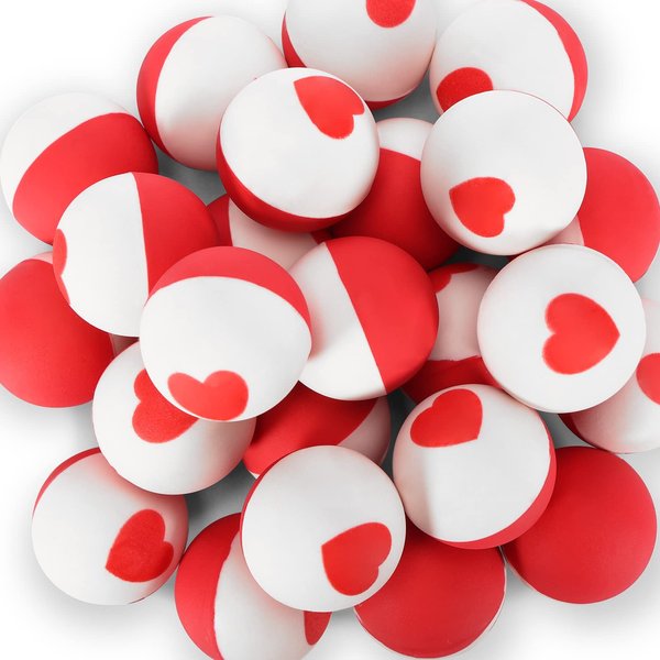 Pllieay 24PCS Rubber Bouncy Balls, 27mm Valentine's Day Bouncy Balls for Kids Party Favors Classroom Prizes Gift Bag Filling, Birthdays Festival Gift
