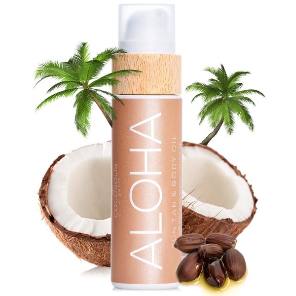 COCOSOLIS ALOHA Sun Tan & Body Oil | Organic Tanning Bed Lotion | Get Healthy Deep Chocolate Tan | Tanning Accelerator with 5 Precious Oils to Make Your Skin Glowing & Revitalized (110 ml)