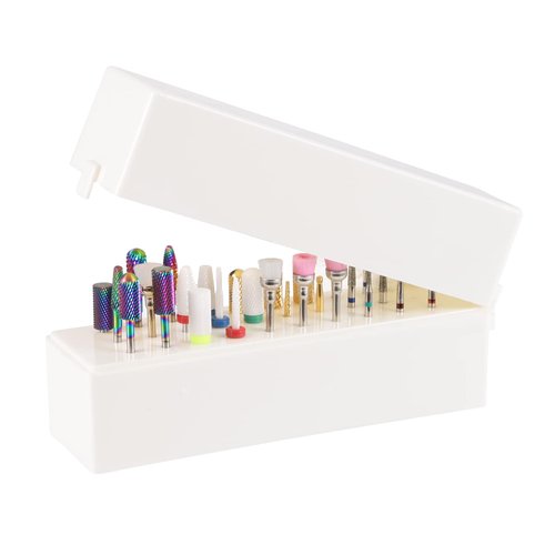 Anfigo Nail Drill Bits Holder, 30 Holes Dustproof Efile Bit Organizer Case Container for Acrylic Nail Drill Bits Nail Efile Bits Manicure Tools (Not Included Nail Drill Bits)