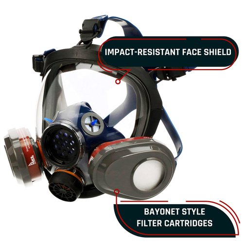 Parcil Distribution PD-101 Full Face Organic Vapor Respirator – Full Manufacturer Warranty – ASTM Tested – Double Activated Charcoal Air filter – Industrial Grade Quality